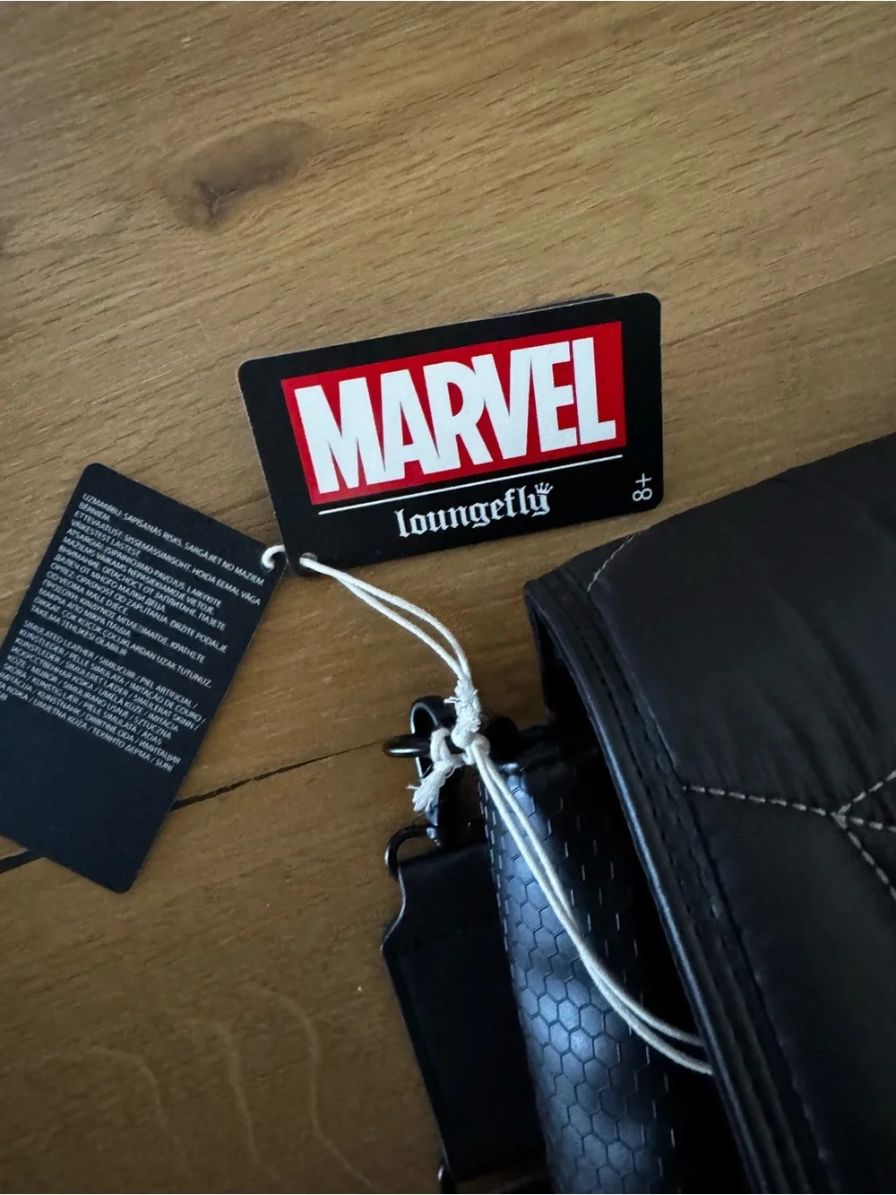 Marvel Black Messenger Bag Loungelfy with White Spider Emblem